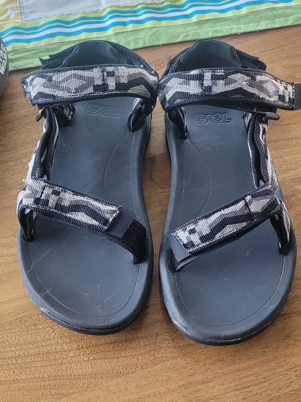 Teva Black and Gray Adjustable Webbing Sandals